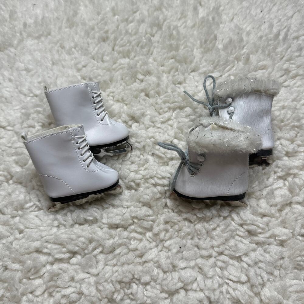 American Girl Doll Ice Skates 2 Pairs Mia's and Molly's Skating Winter Accessory